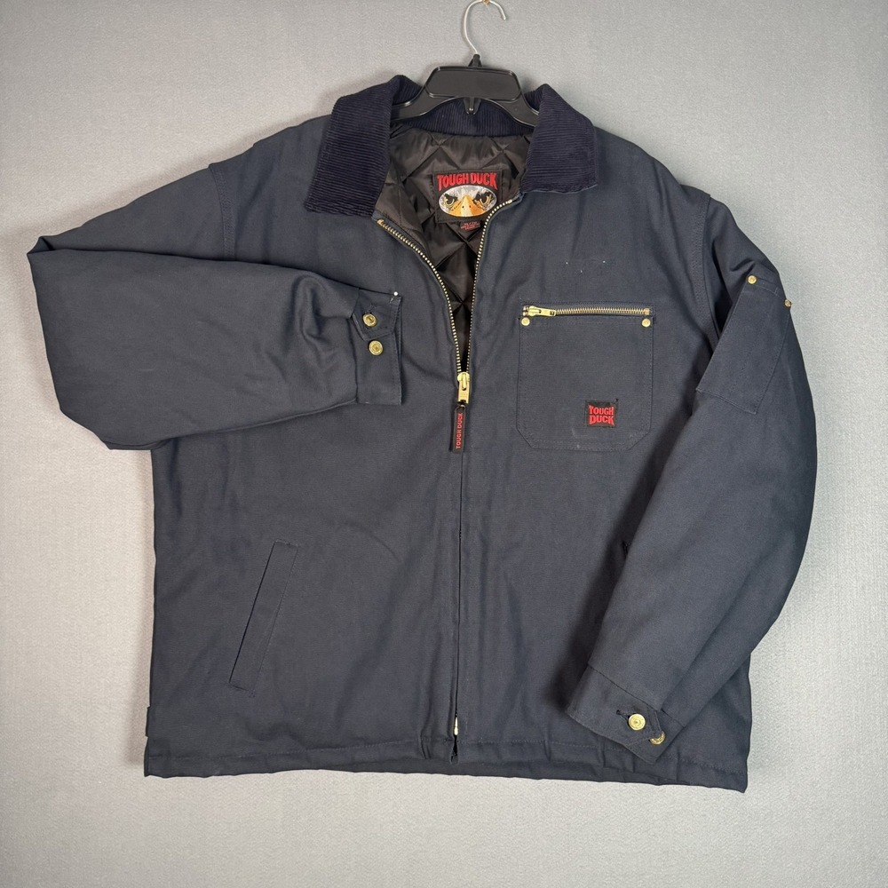 Vintage Tough Duck WJ31 Detroit Quilted Insulated Workwear Jacket Navy Mens XL